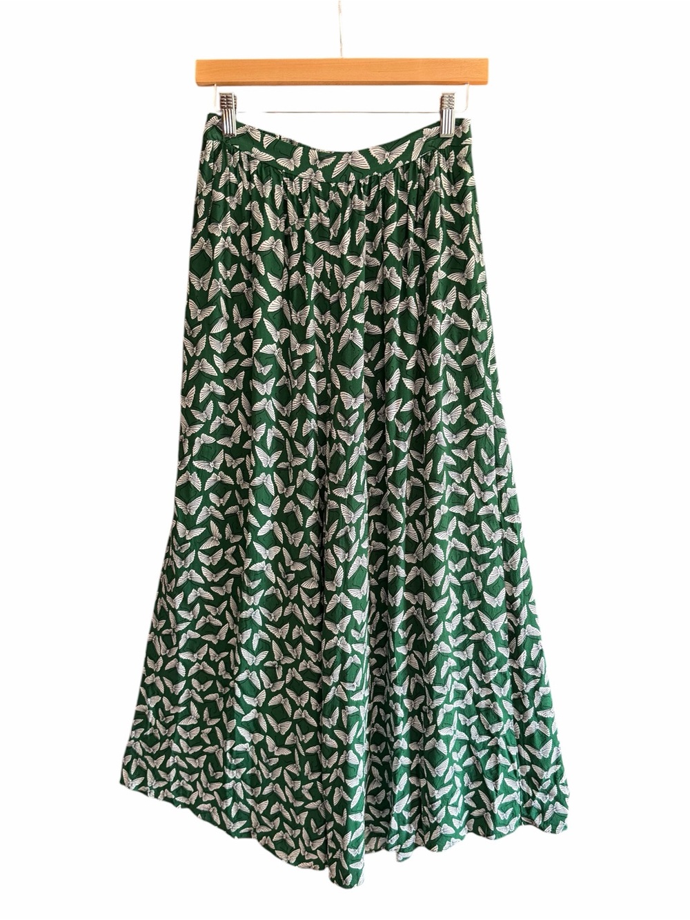 ANTHROPOLOGIE MAEVE Acker Wide-Leg Pants Green Butterflies S - Picture 5 of 16